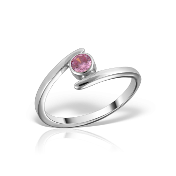 Inel Lolit cu piatra zirconiu roz, argint 925, marimea 53, 16.87mm