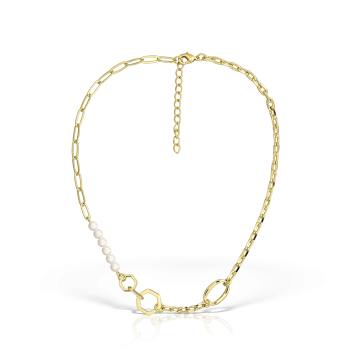 Colier placat cu aur de 14K, perle mother of pearl, 40 - 45 cm