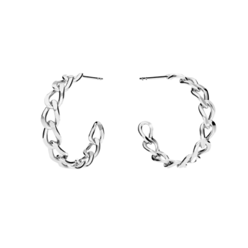 Cercei Chain Hoops din argint 925 placati cu platina, cu tije, diametru 2.3 cm