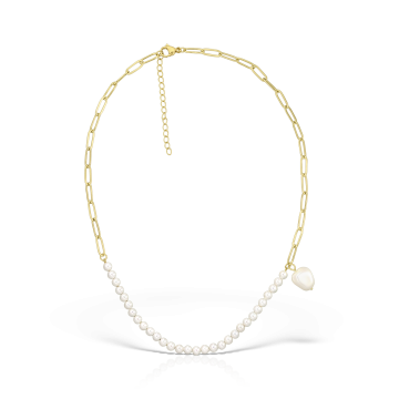 Colier placat cu aur de 14K, perla baroc, 40 - 45 cm