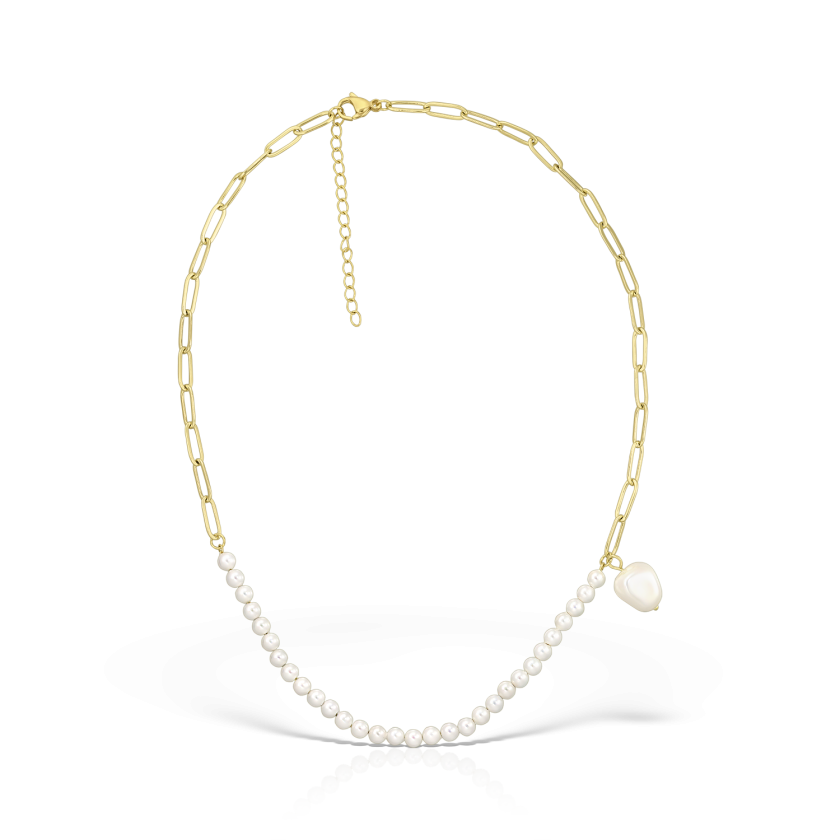Colier placat cu aur de 14K, perla baroc, 40 - 45 cm
