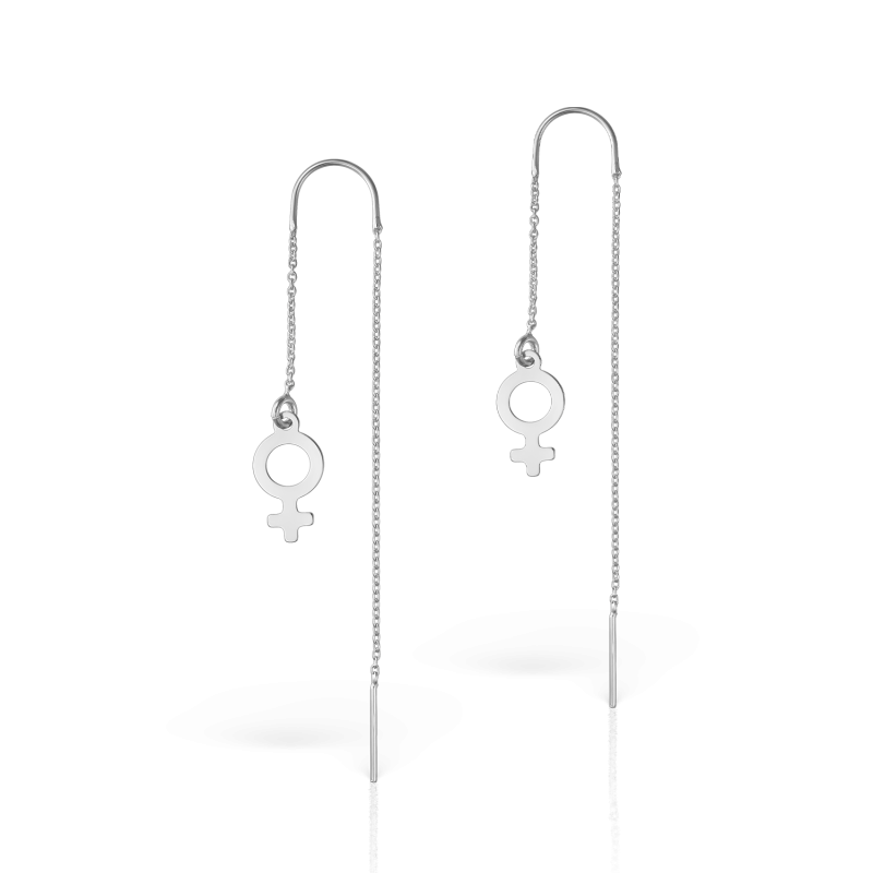 Cercei lant cu charm simbol Venus, argint 925